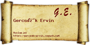 Gercsák Ervin névjegykártya