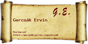 Gercsák Ervin névjegykártya